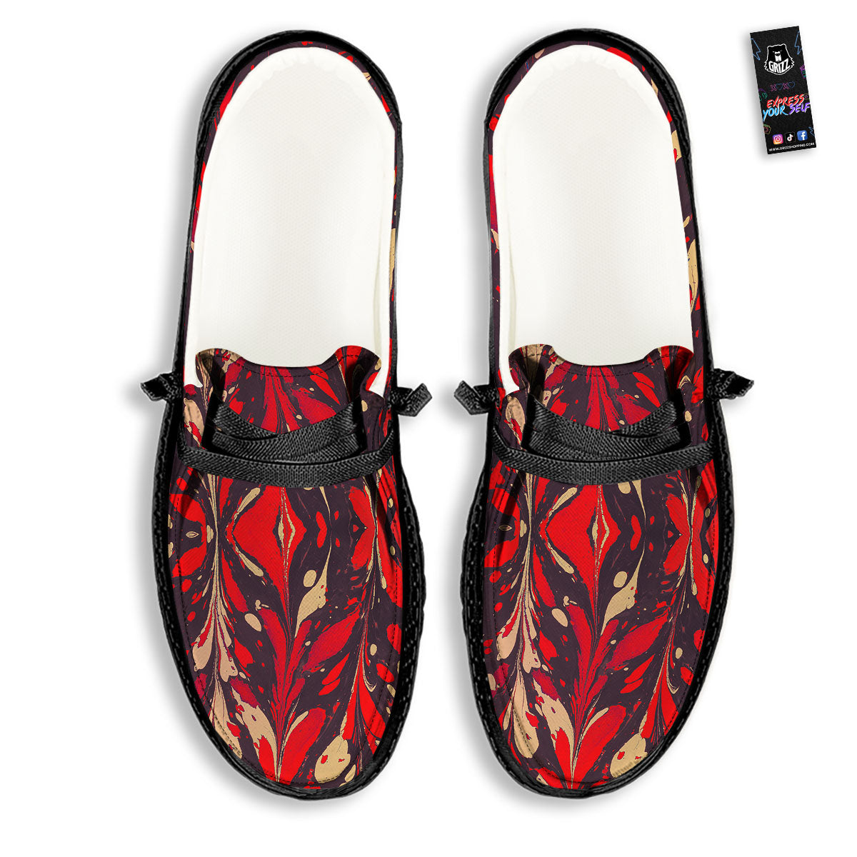 Formed Psychedelic Print Pattern Black Loafers-grizzshop