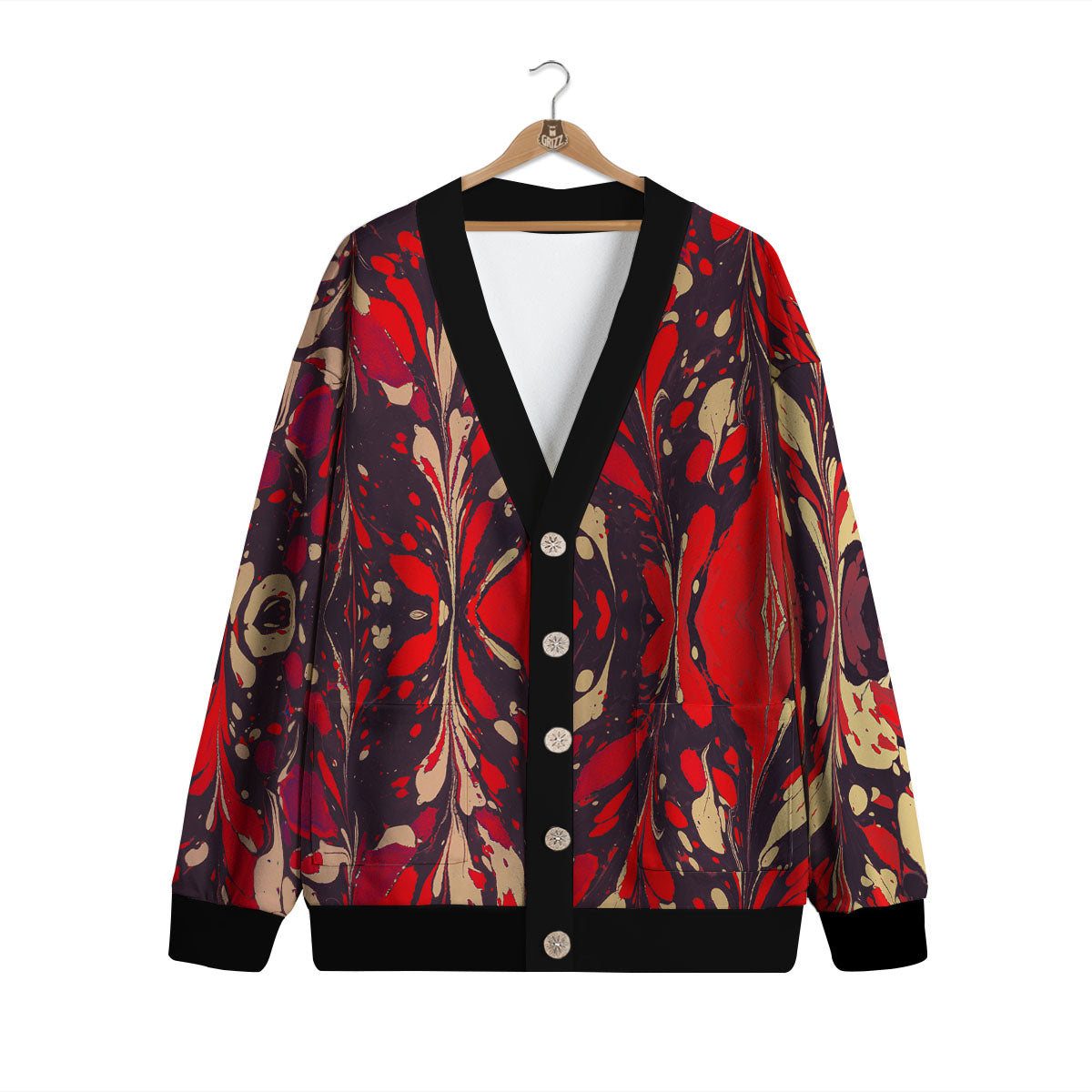 Formed Psychedelic Print Pattern Cardigan-grizzshop