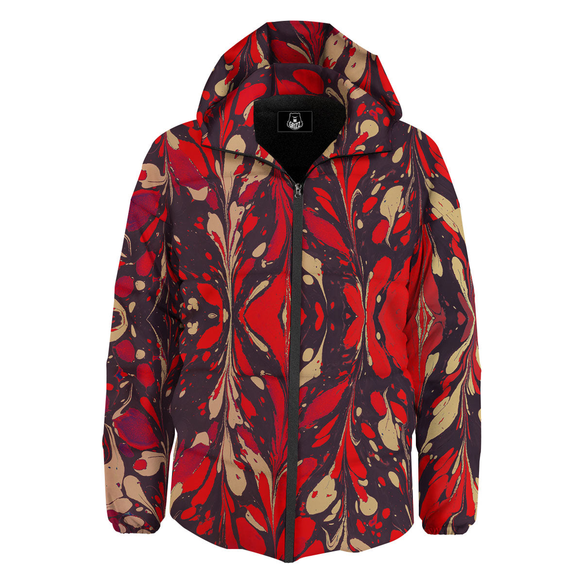 Formed Psychedelic Print Pattern Down Jacket-grizzshop