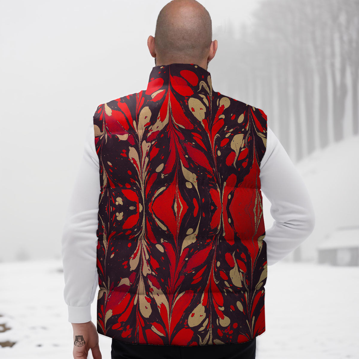 Formed Psychedelic Print Pattern Down Vest