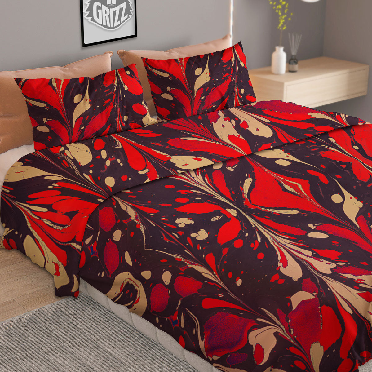 Flower Turquoise Rose Print Duvet Cover Bedding Set