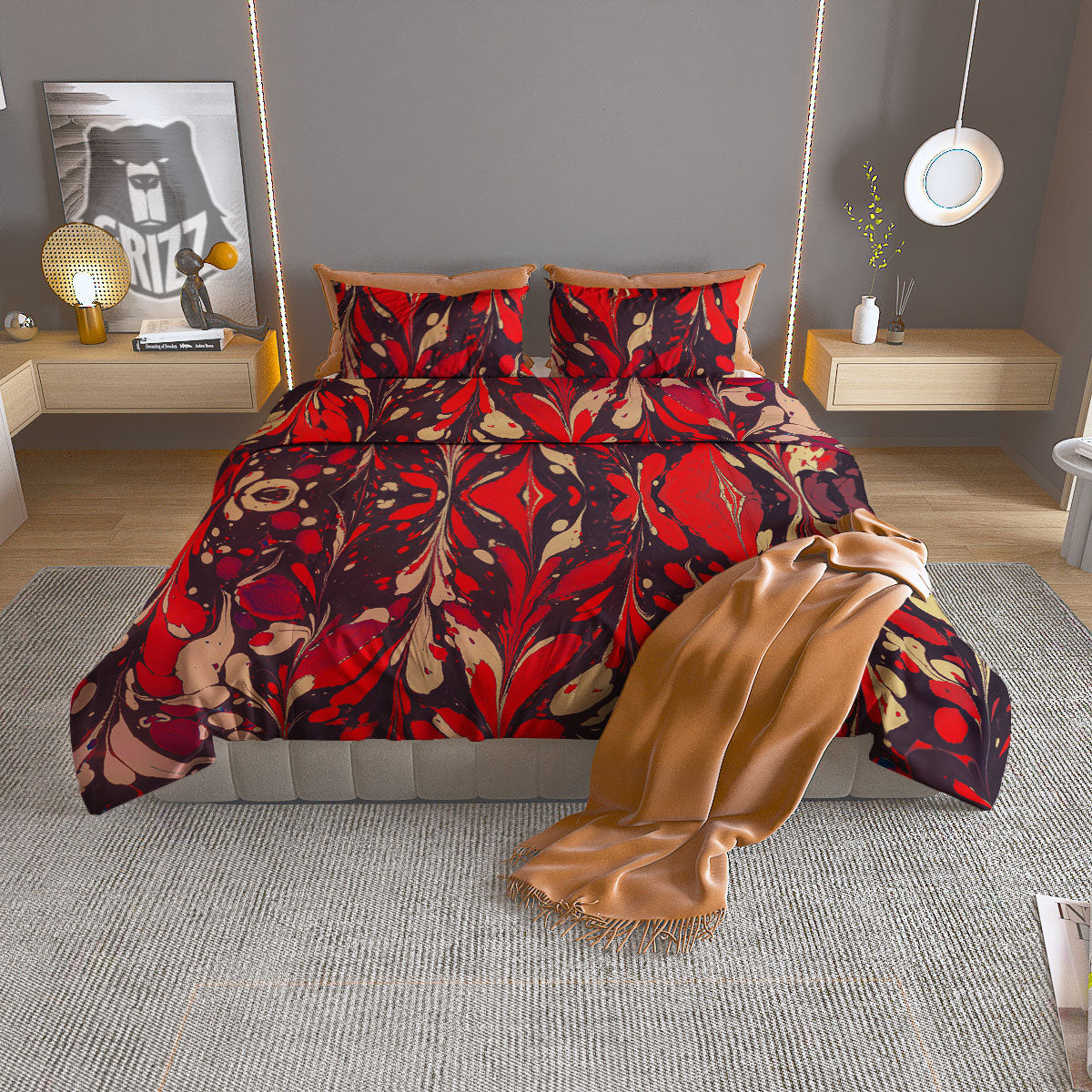 Flower Turquoise Rose Print Duvet Cover Bedding Set