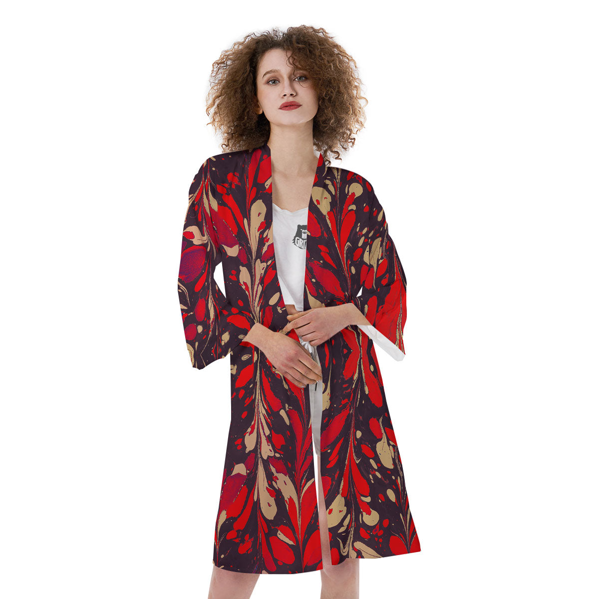 Formed Psychedelic Print Pattern Kimono-grizzshop