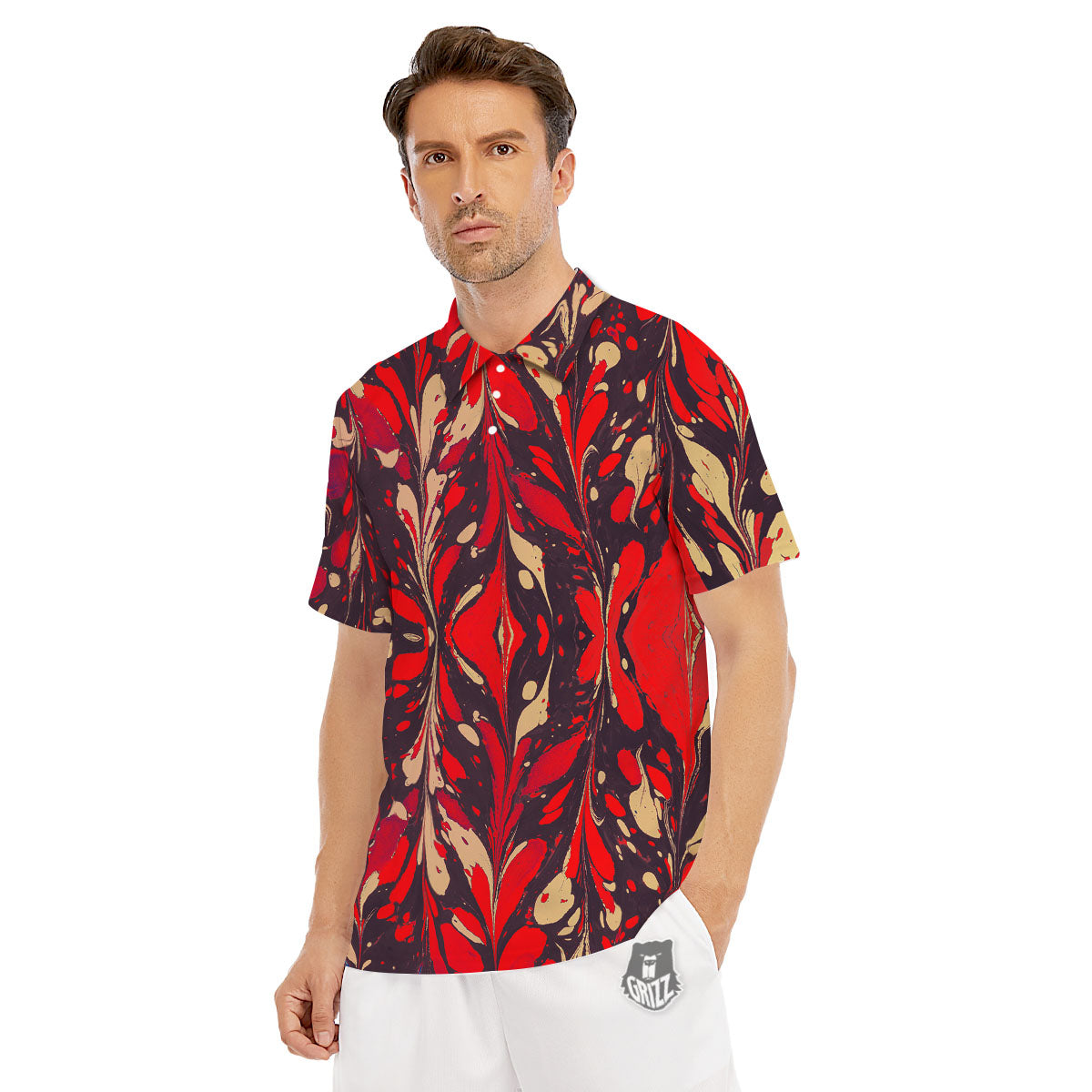 Formed Psychedelic Print Pattern Men's Golf Shirts-grizzshop