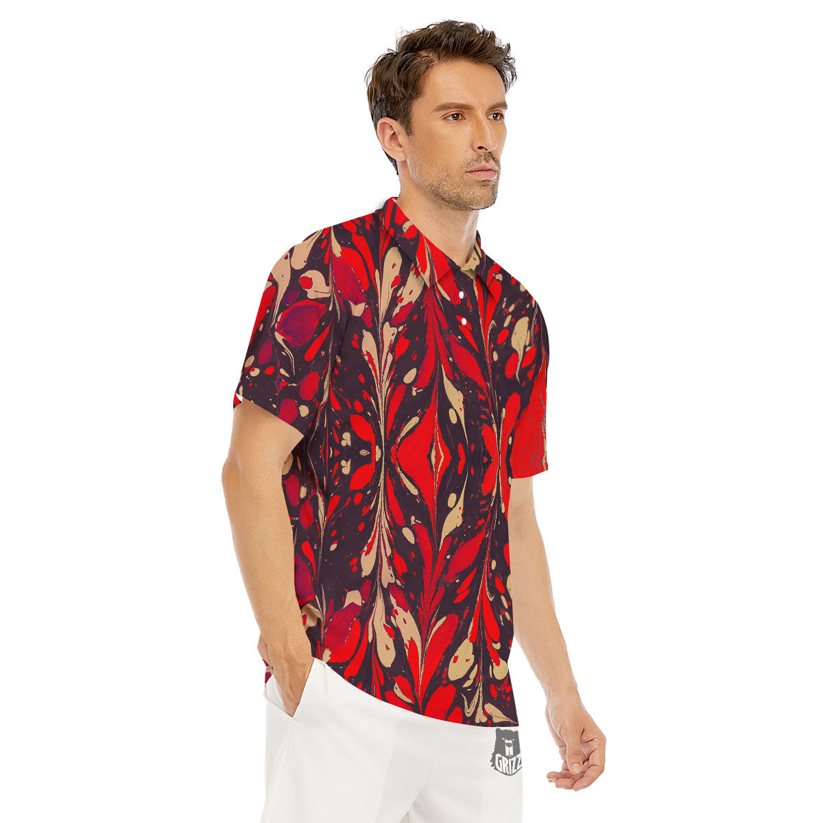 Formed Psychedelic Print Pattern Men's Golf Shirts-grizzshop