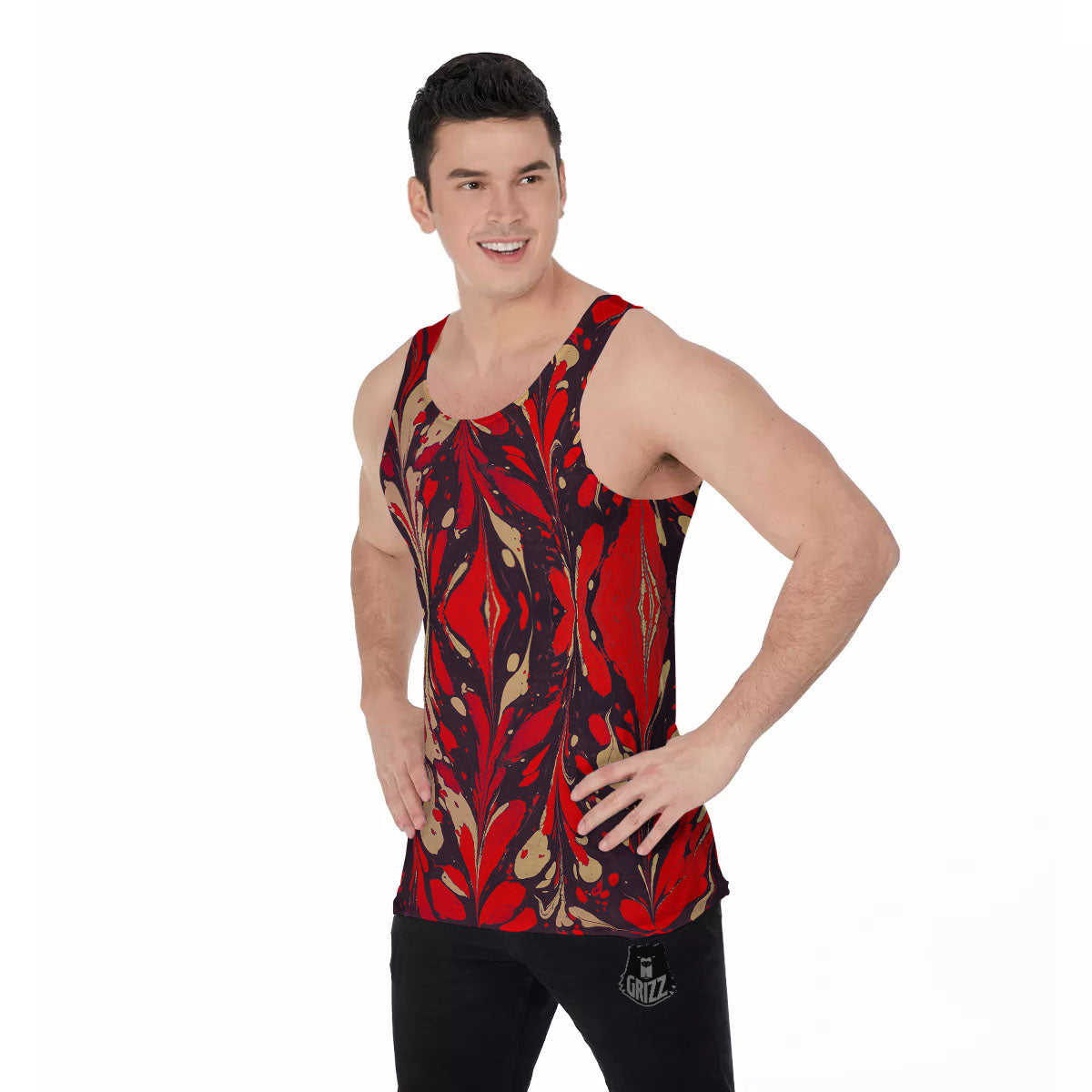 Formed Psychedelic Print Pattern Men's Tank Top-grizzshop
