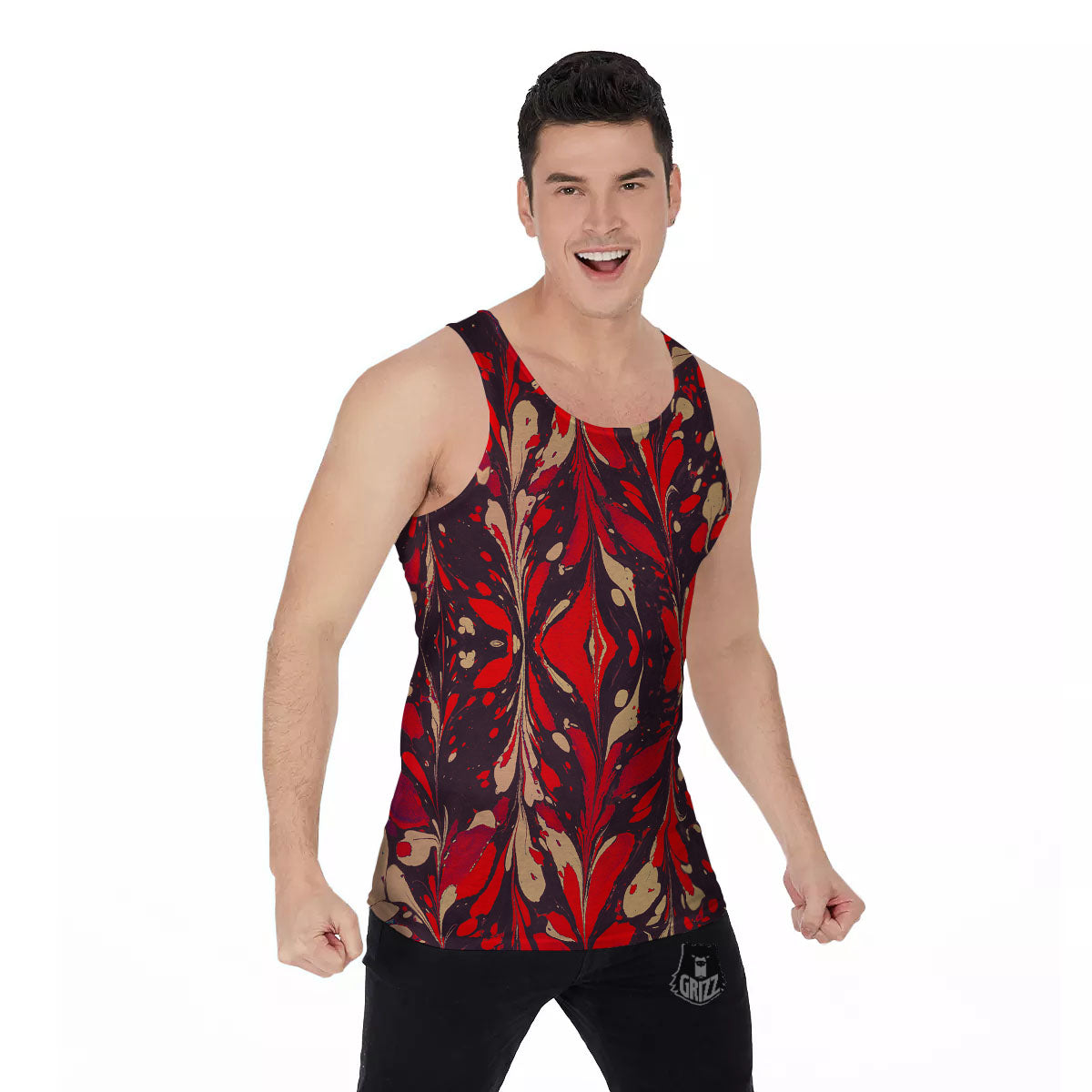 Formed Psychedelic Print Pattern Men's Tank Top-grizzshop
