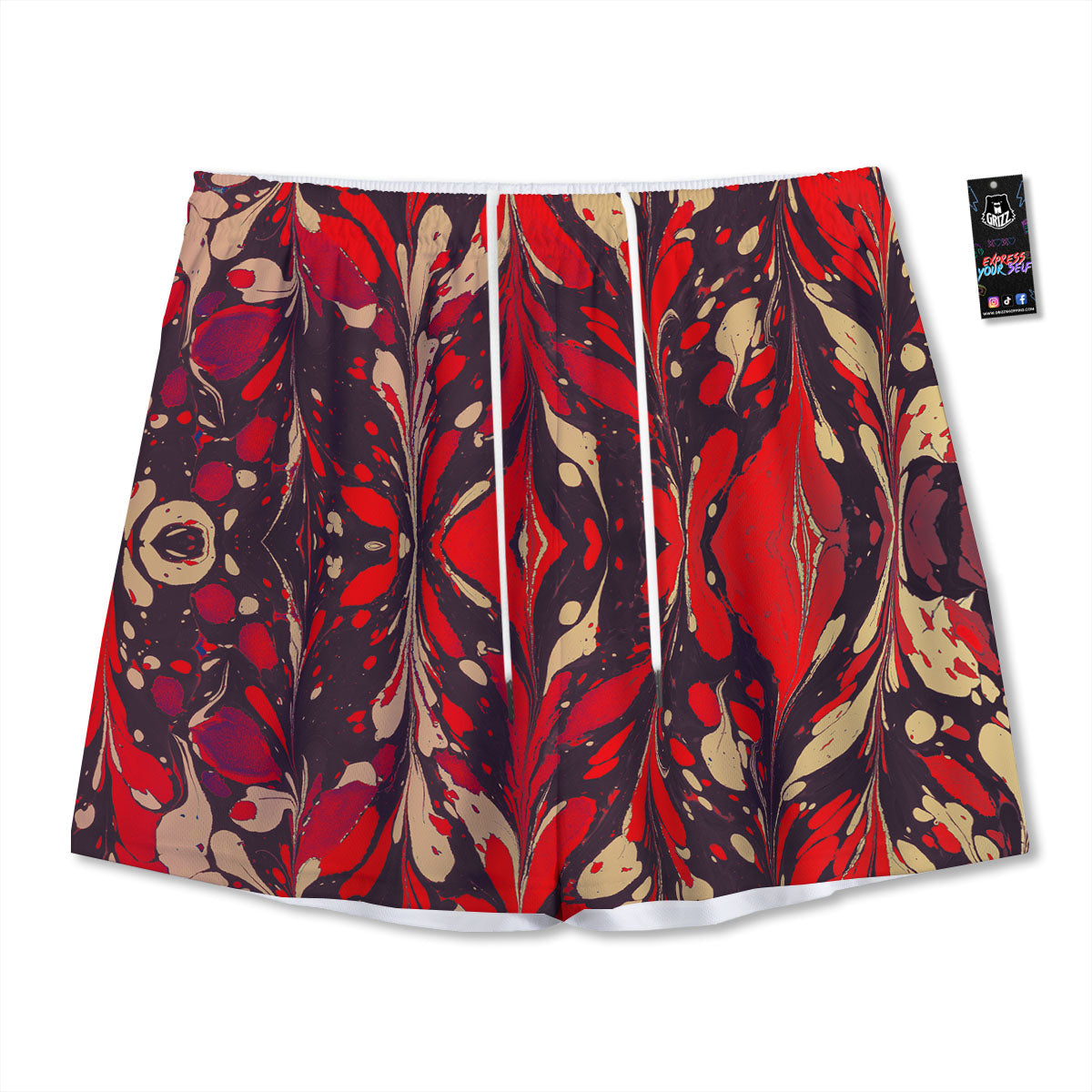 Formed Psychedelic Print Pattern Mesh Shorts