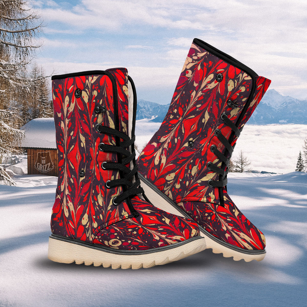 Formed Psychedelic Print Pattern Snow Boots-grizzshop