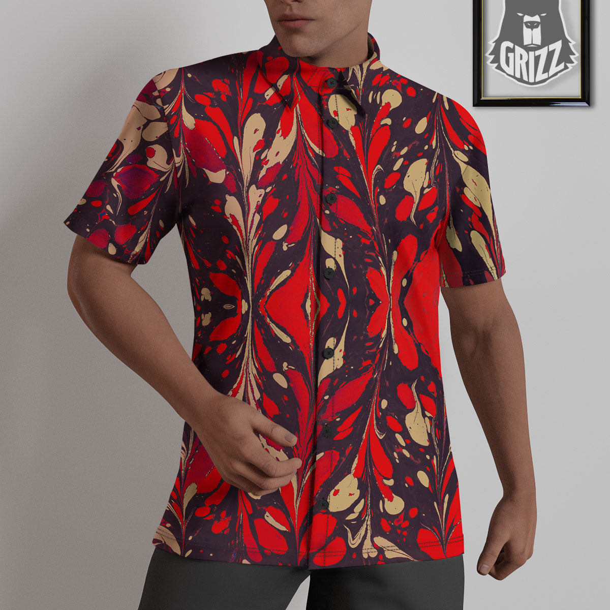 Formed Psychedelic Print Pattern Untucked Shirts-grizzshop