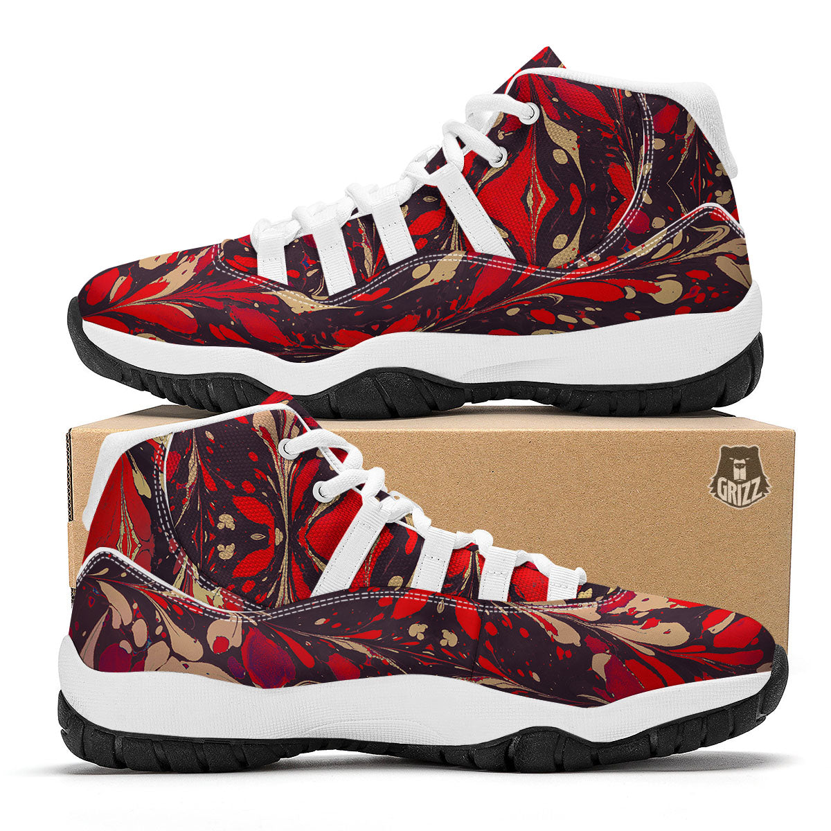 Formed Psychedelic Print Pattern White Bball Shoes-grizzshop