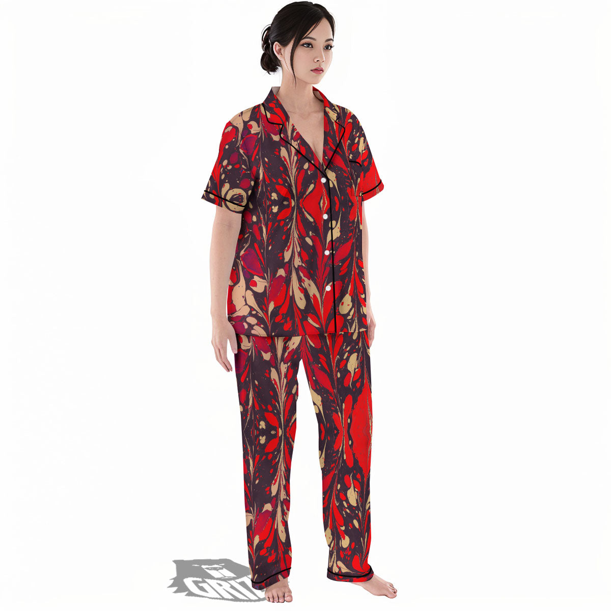 Formed Psychedelic Print Pattern Women's Pajamas Set-grizzshop