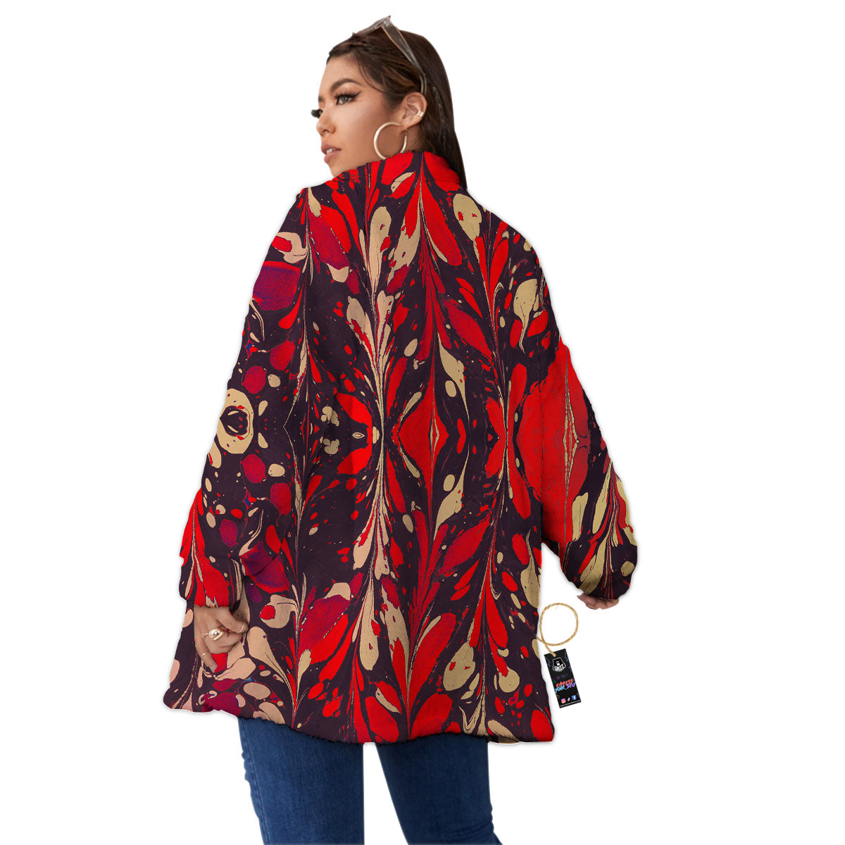 Formed Psychedelic Print Pattern Women's Sherpa Jacket-grizzshop