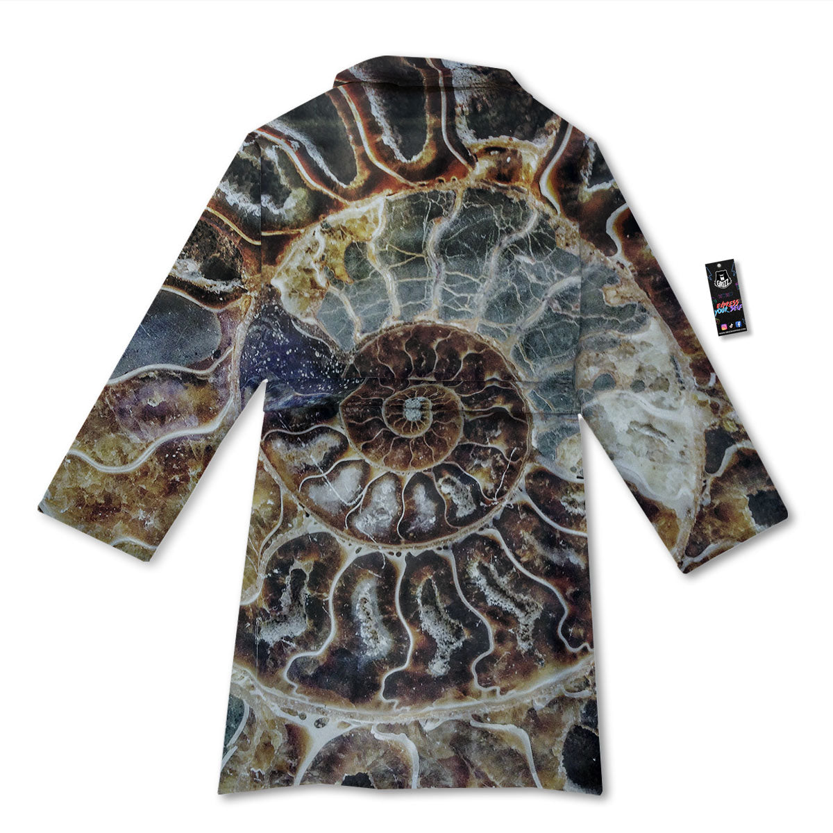 Fossil Ammonite Print Bathrobe-grizzshop