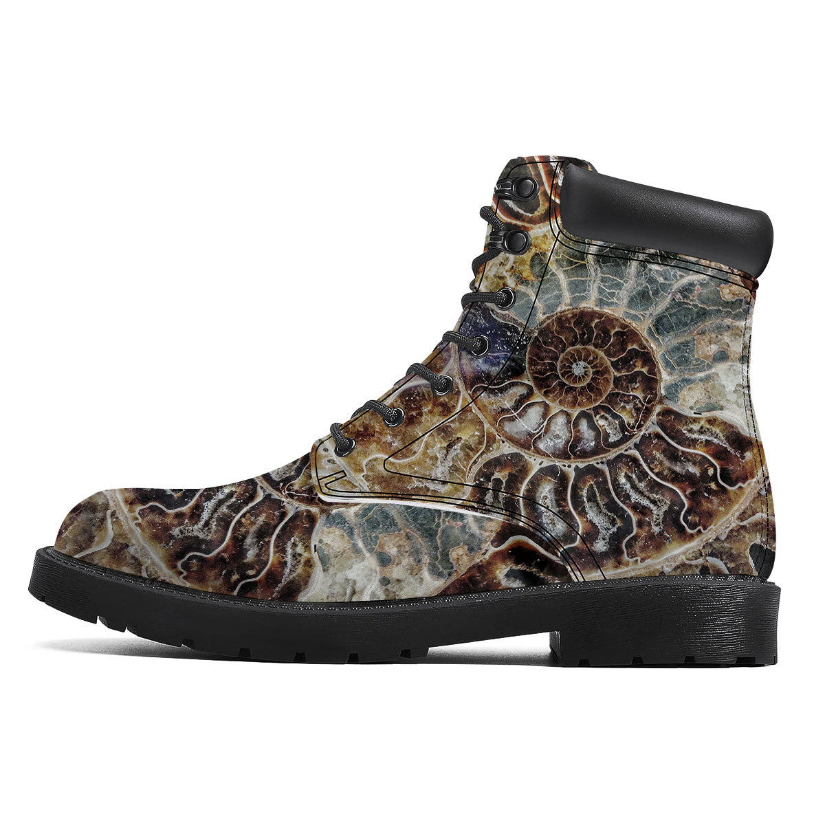 Fossil Ammonite Print Boots-grizzshop