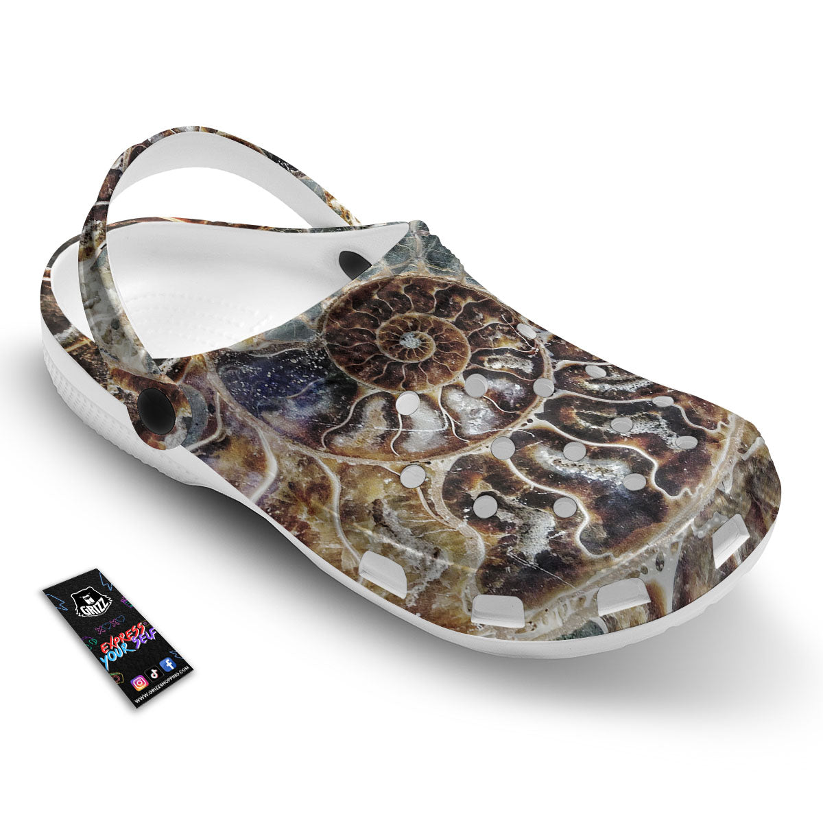 Fossil Ammonite Print Clog-grizzshop