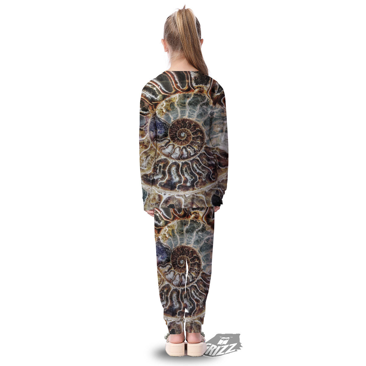 Fossil Ammonite Print Kid's Pajamas-grizzshop