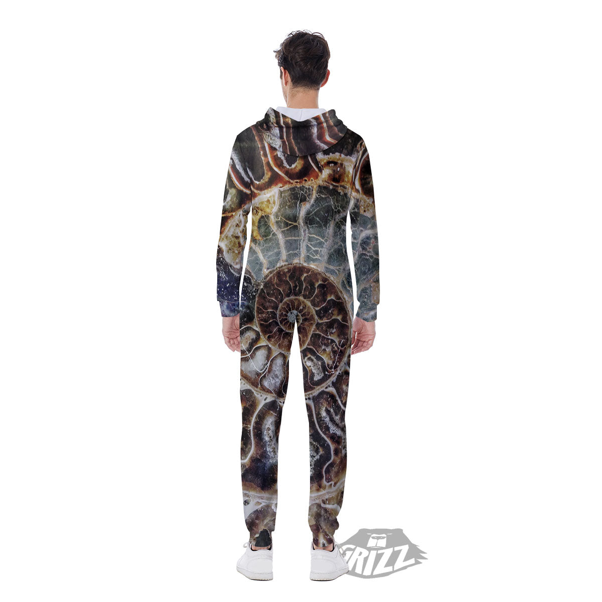 Fossil Ammonite Print Men's Jumpsuit-grizzshop