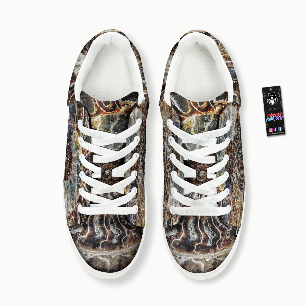Fossil Ammonite Print Platform Shoes-grizzshop
