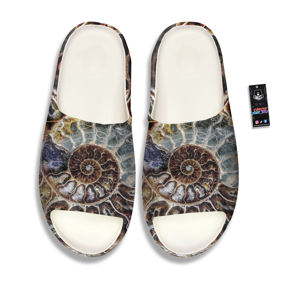 Fossil Ammonite Print Sandals-grizzshop
