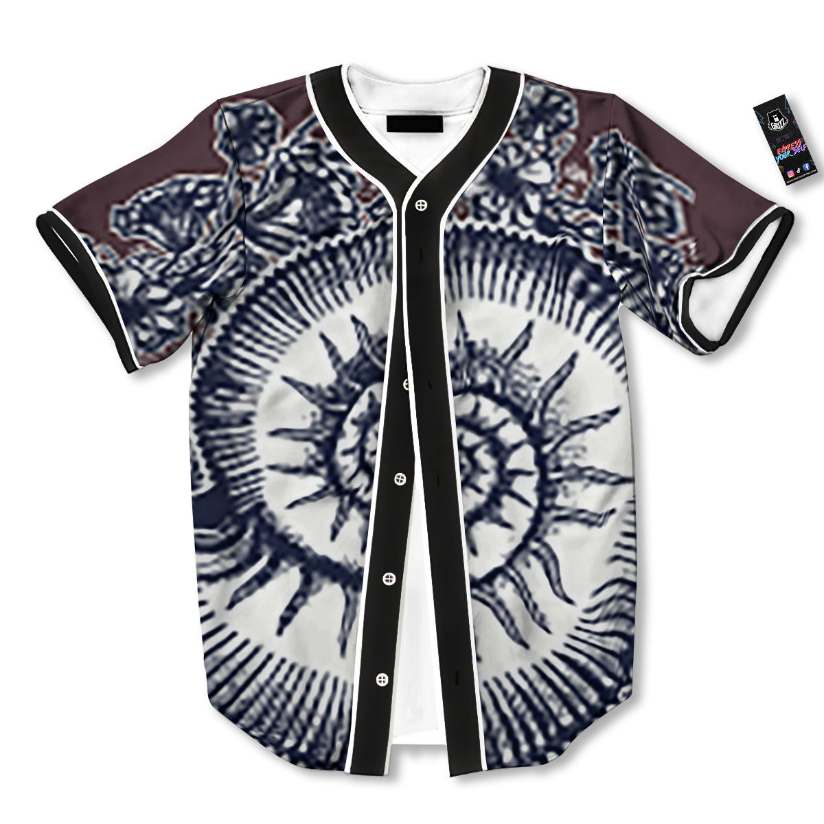 Fossil Ammonite Shell Print Baseball Jersey-grizzshop