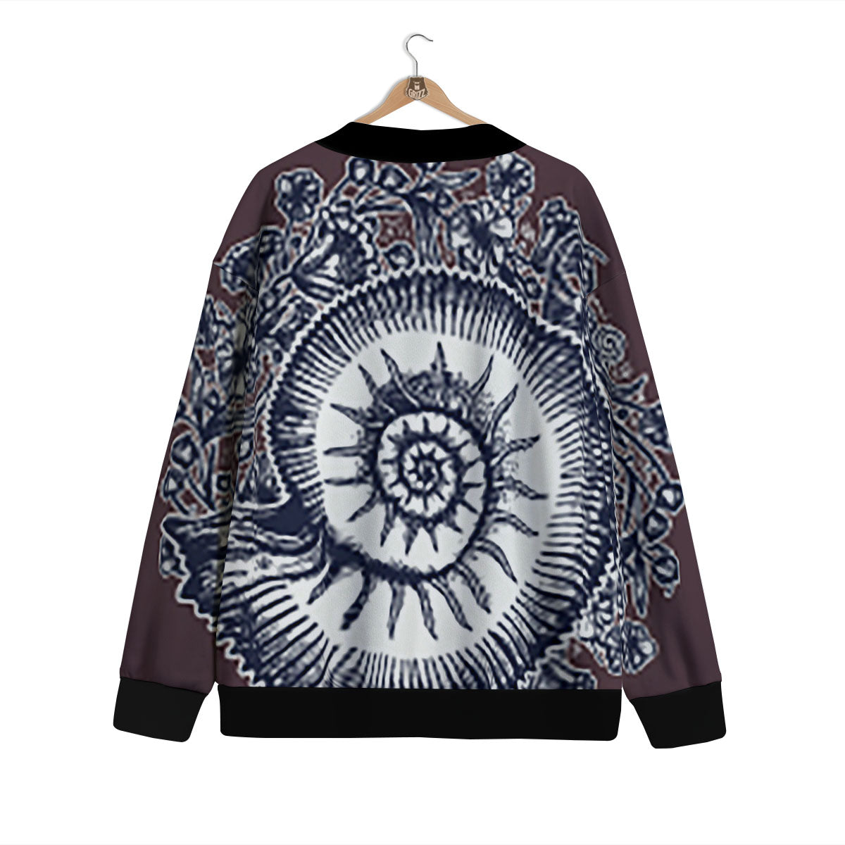 Fossil Ammonite Shell Print Cardigan-grizzshop