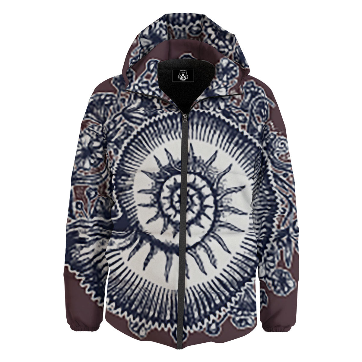 Fossil Ammonite Shell Print Down Jacket-grizzshop