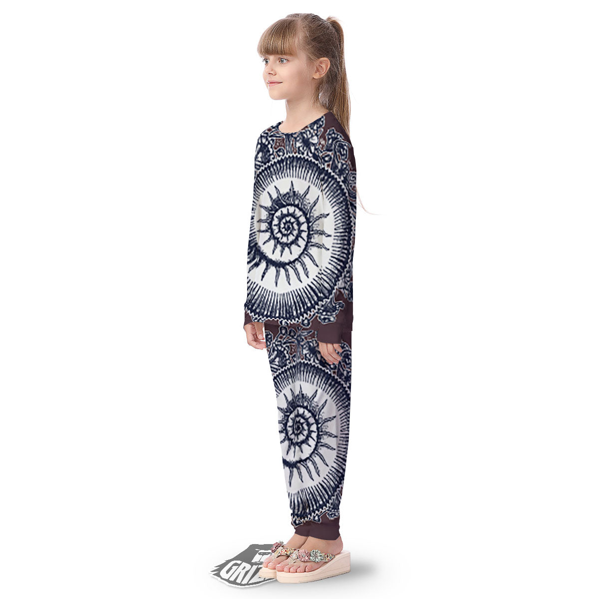 Fossil Ammonite Shell Print Kid's Pajamas-grizzshop