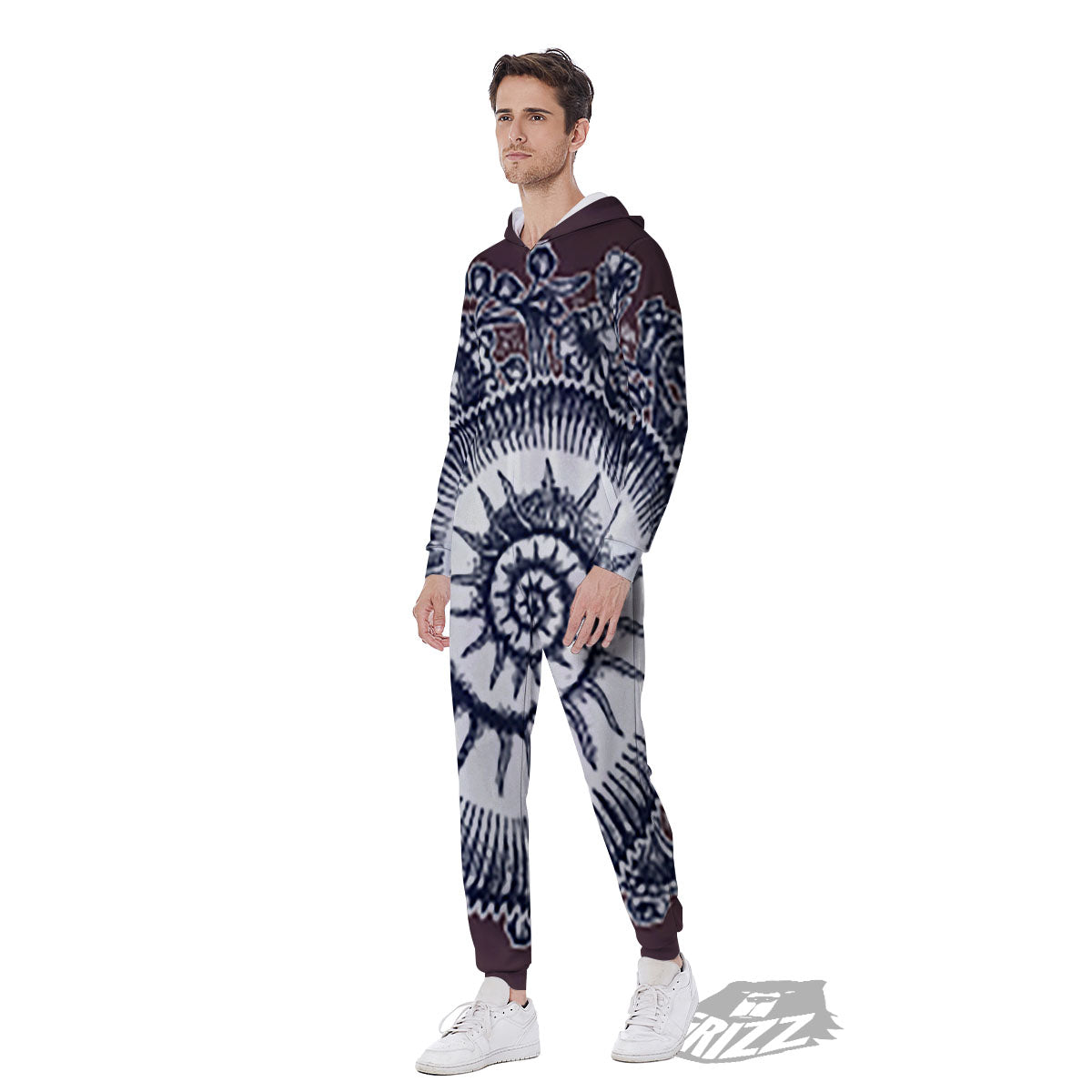 Fossil Ammonite Shell Print Men's Jumpsuit-grizzshop