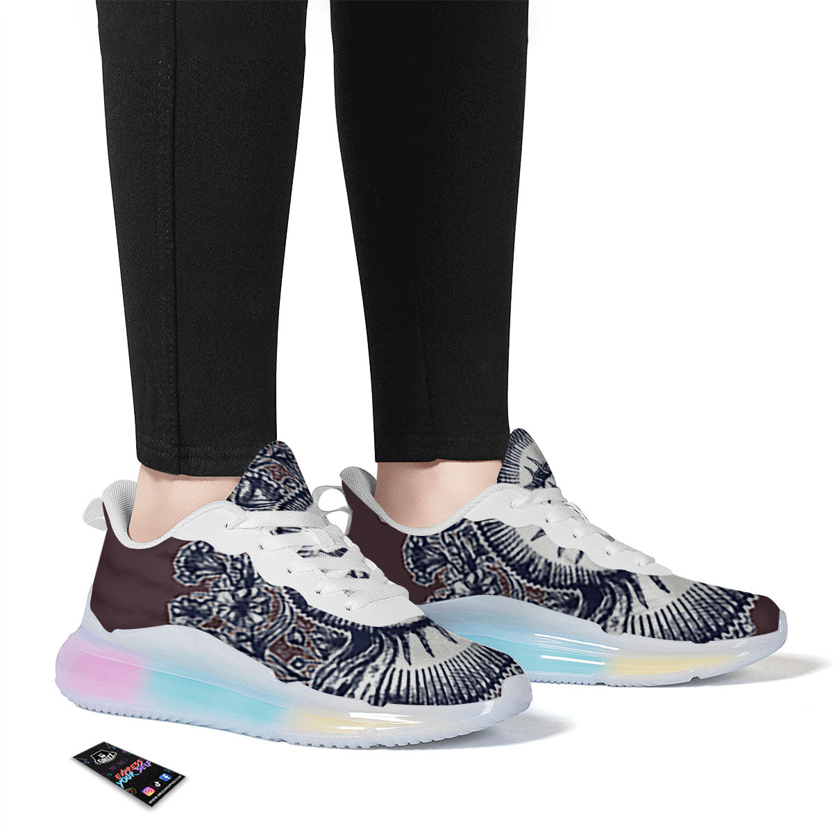 Fossil Ammonite Shell Print Running Sneakers-grizzshop