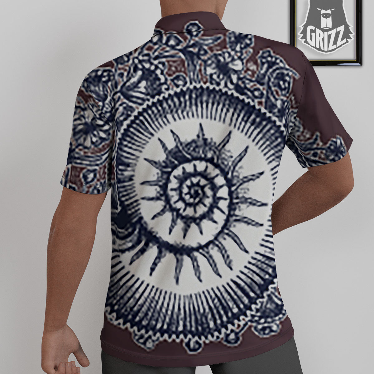 Fossil Ammonite Shell Print Untucked Shirts-grizzshop