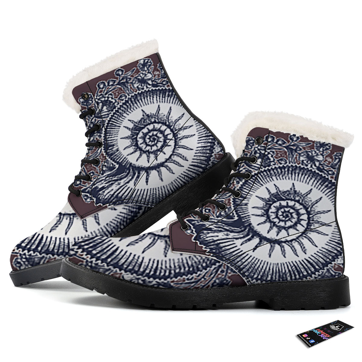 Fossil Ammonite Shell Print Winter Boots-grizzshop