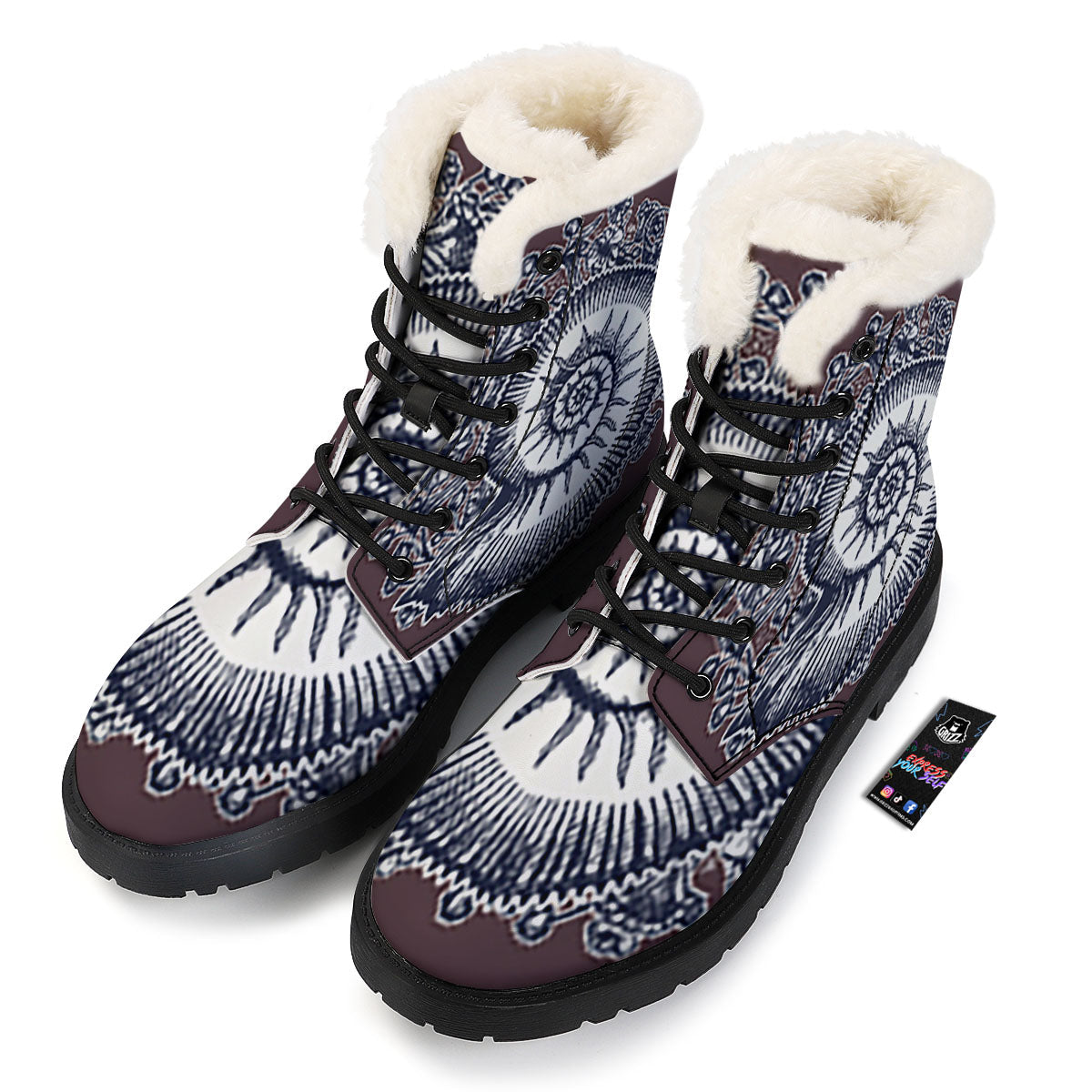 Fossil Ammonite Shell Print Winter Boots-grizzshop