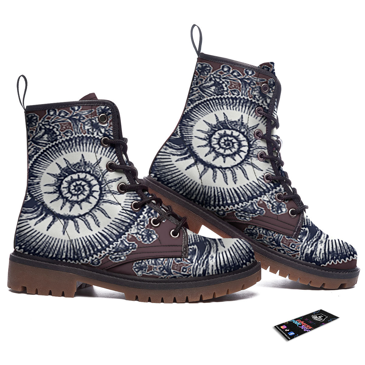 Fossil Ammonite Shell Print Work Boots-grizzshop