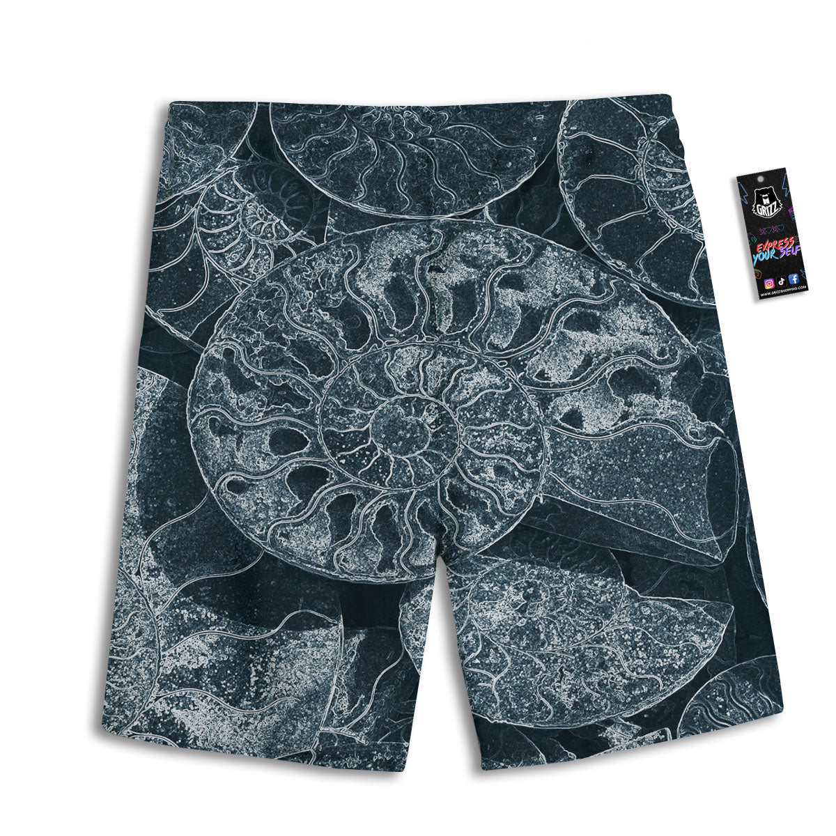 Fossil Ammonoidea Print Men's Athletic Shorts