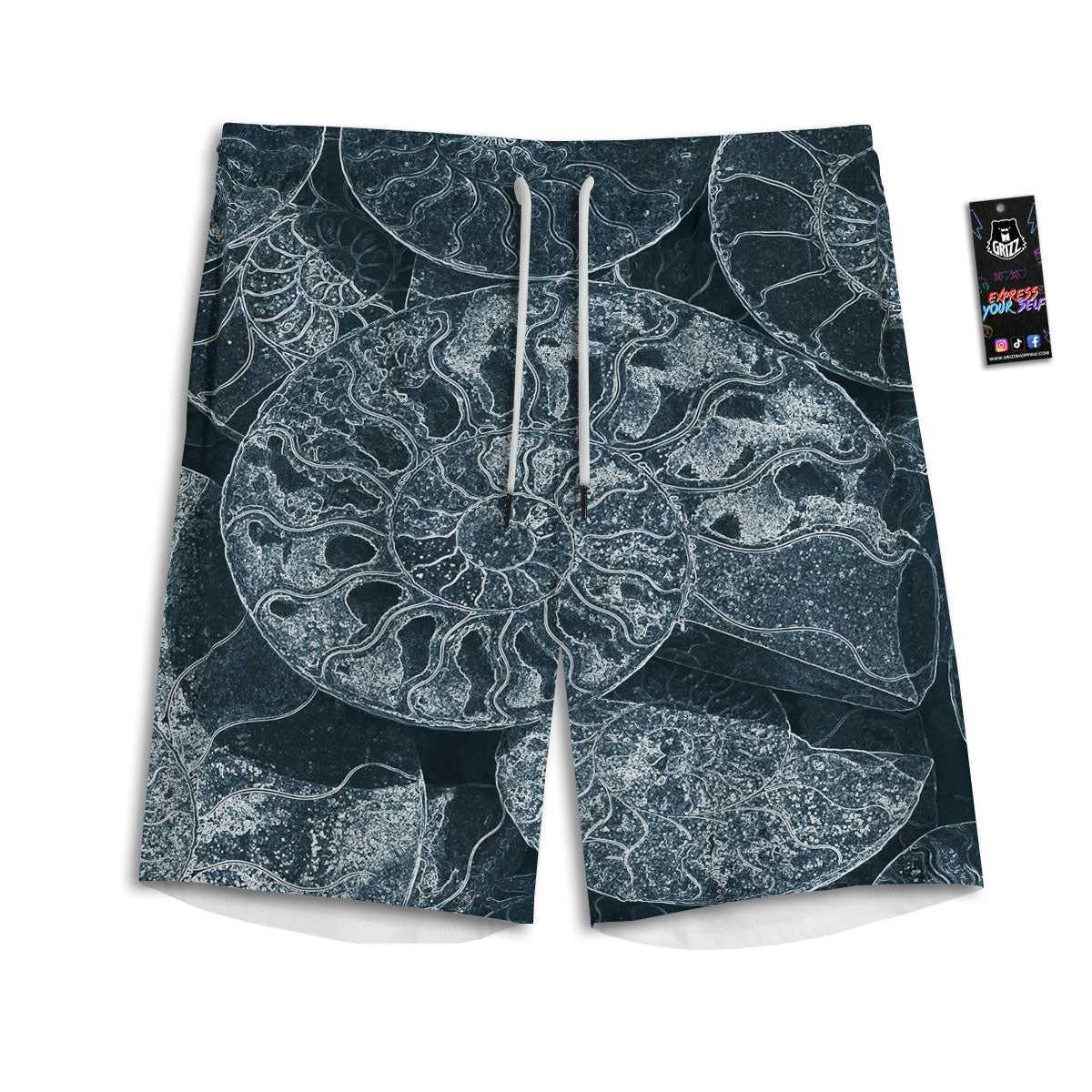 Fossil Ammonoidea Print Men's Athletic Shorts