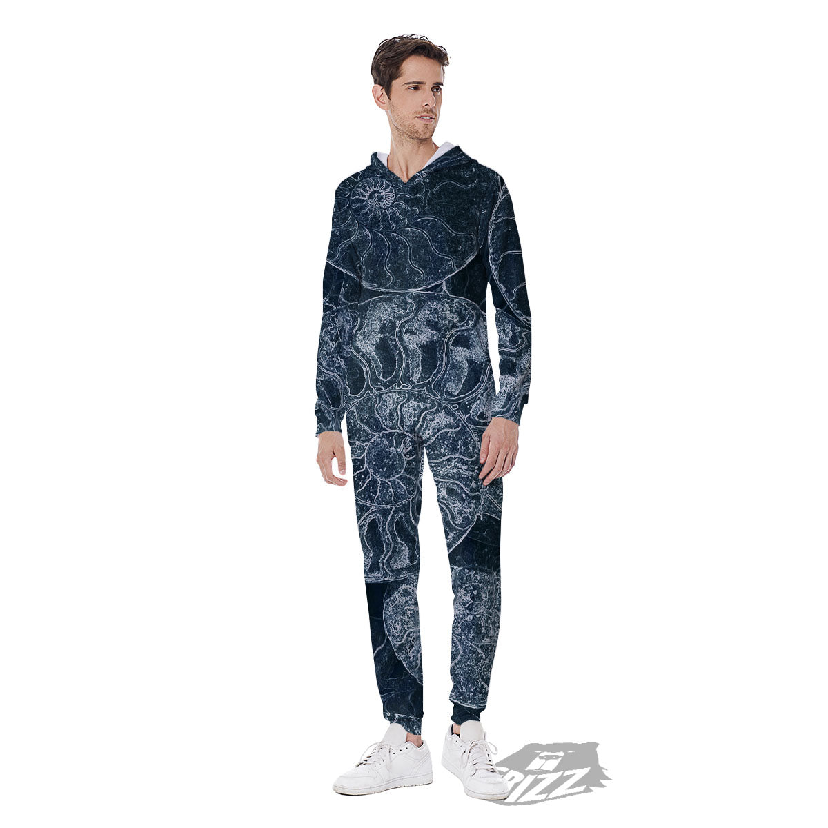 Fossil Ammonoidea Print Men's Jumpsuit-grizzshop