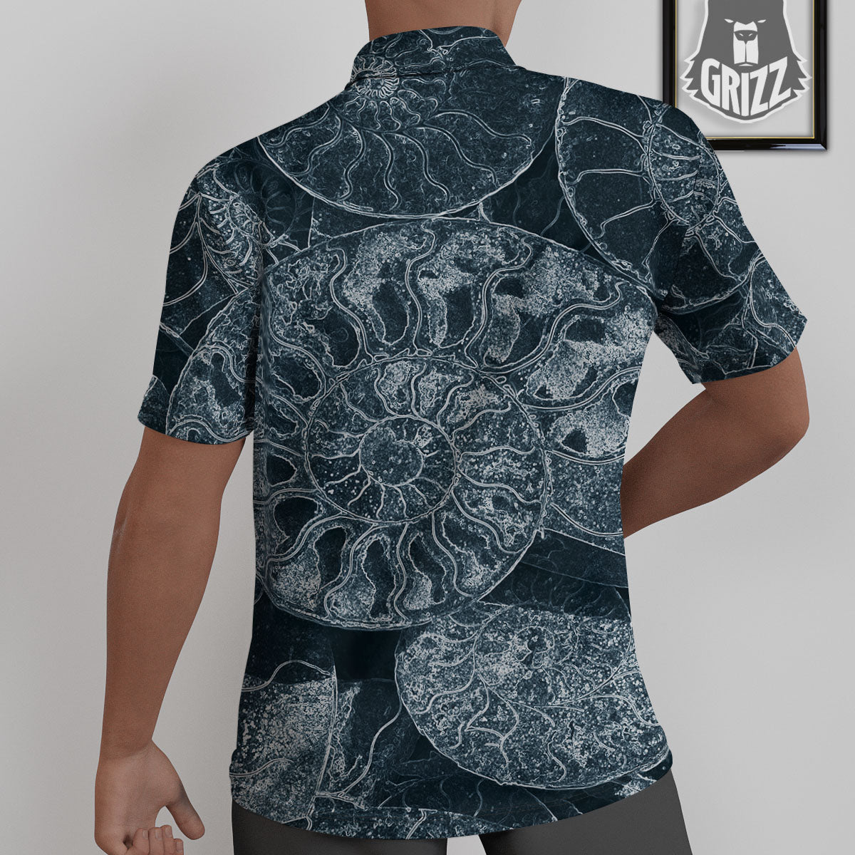 Fossil Ammonoidea Print Untucked Shirts-grizzshop