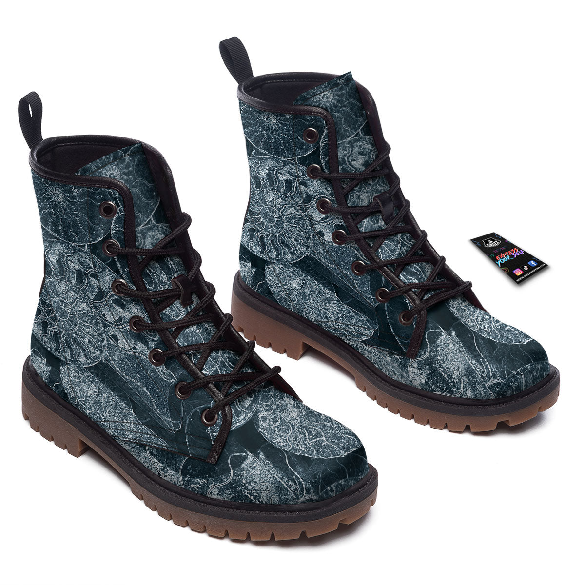 Fossil Ammonoidea Print Work Boots-grizzshop