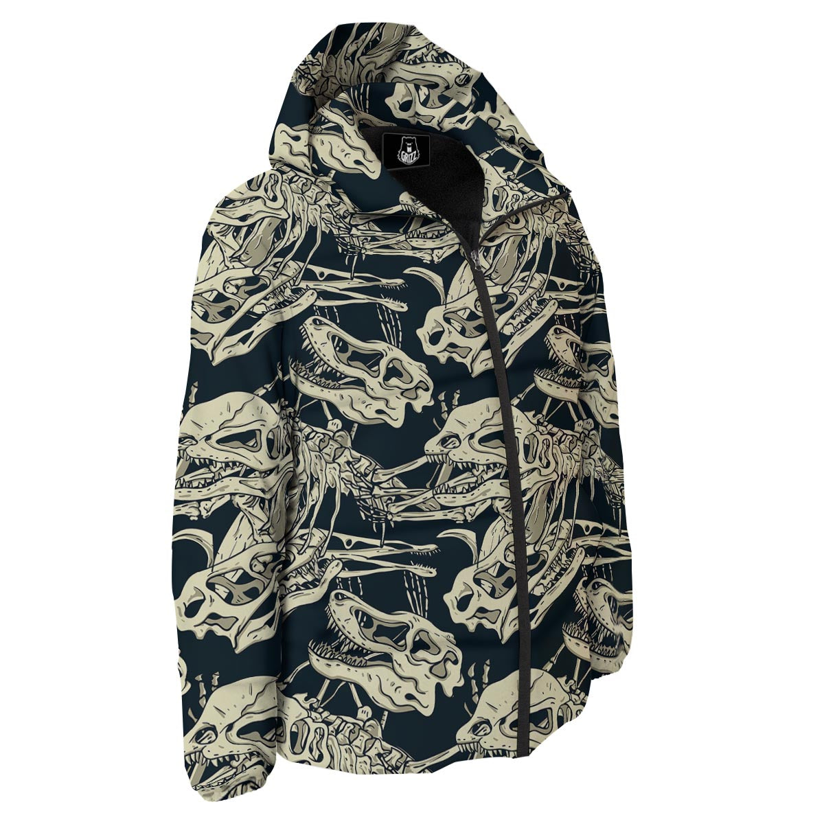 Fossil Dino And T Rex Print Pattern Down Jacket-grizzshop