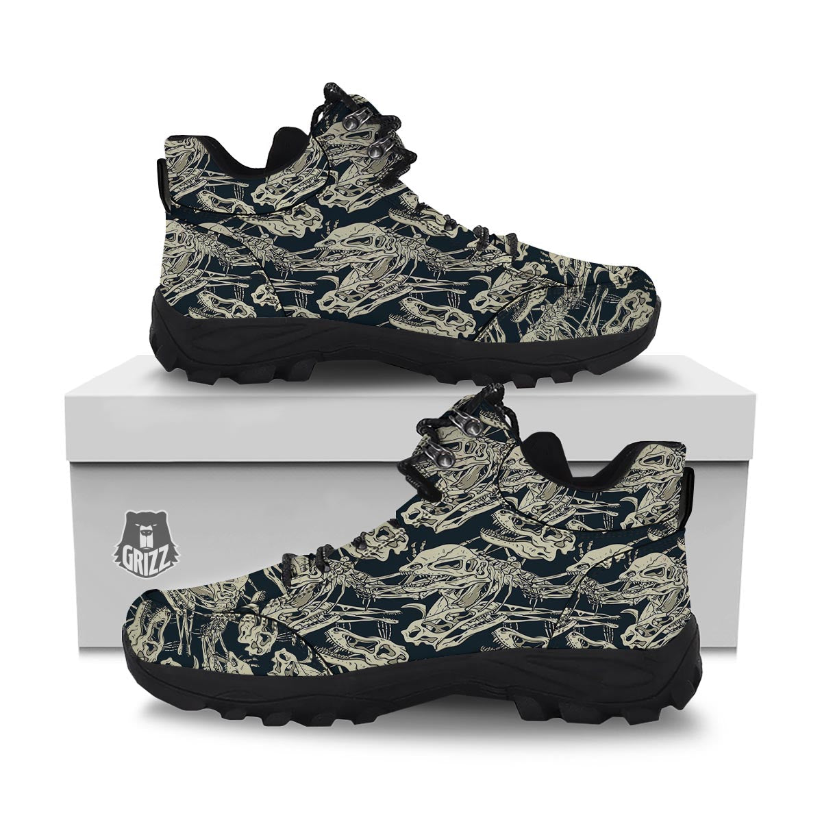 Dino Dinosaur Flower Leaf Pattern Print Men Women Leather Boots main image 1