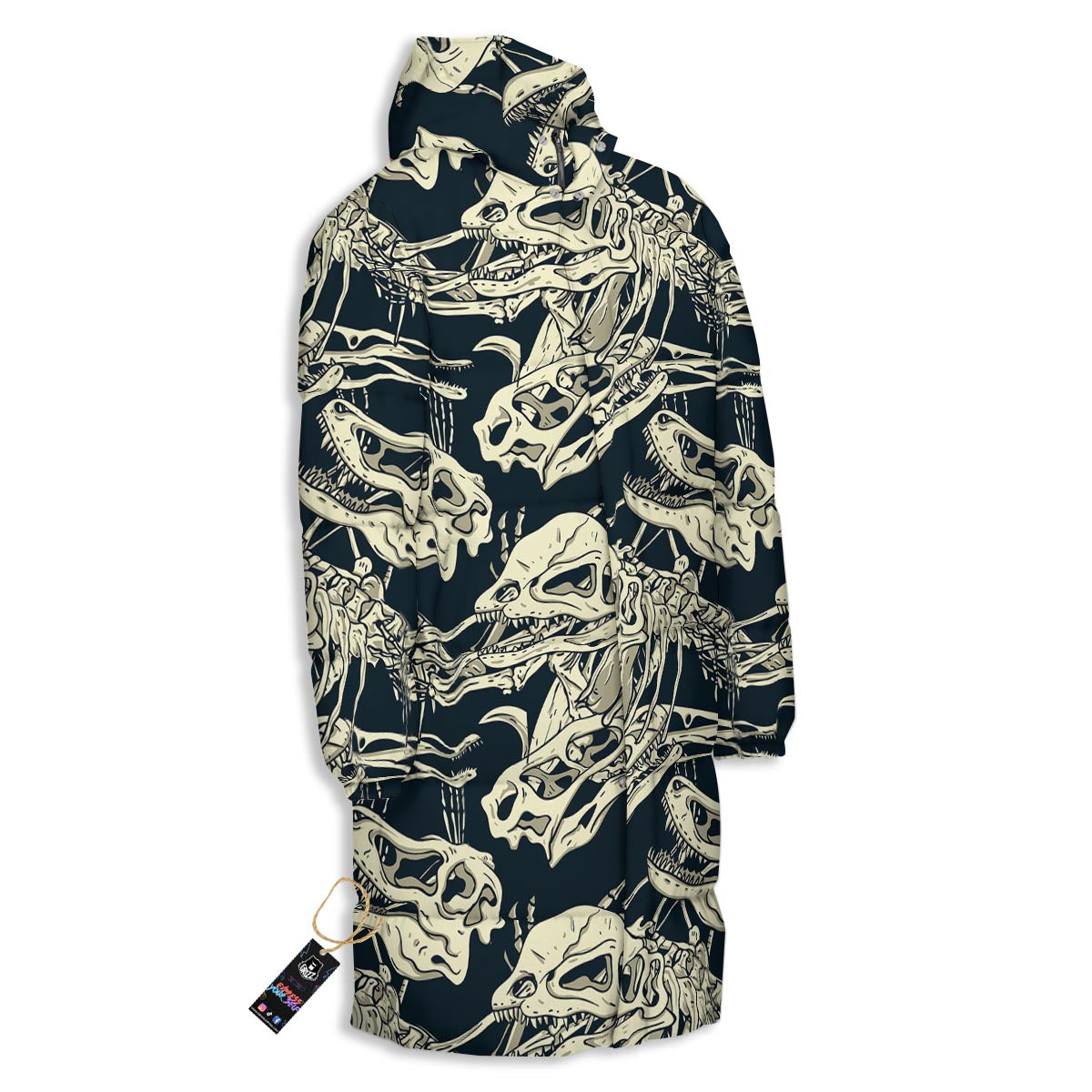 Fossil Dino And T Rex Print Pattern Long Down Jacket-grizzshop