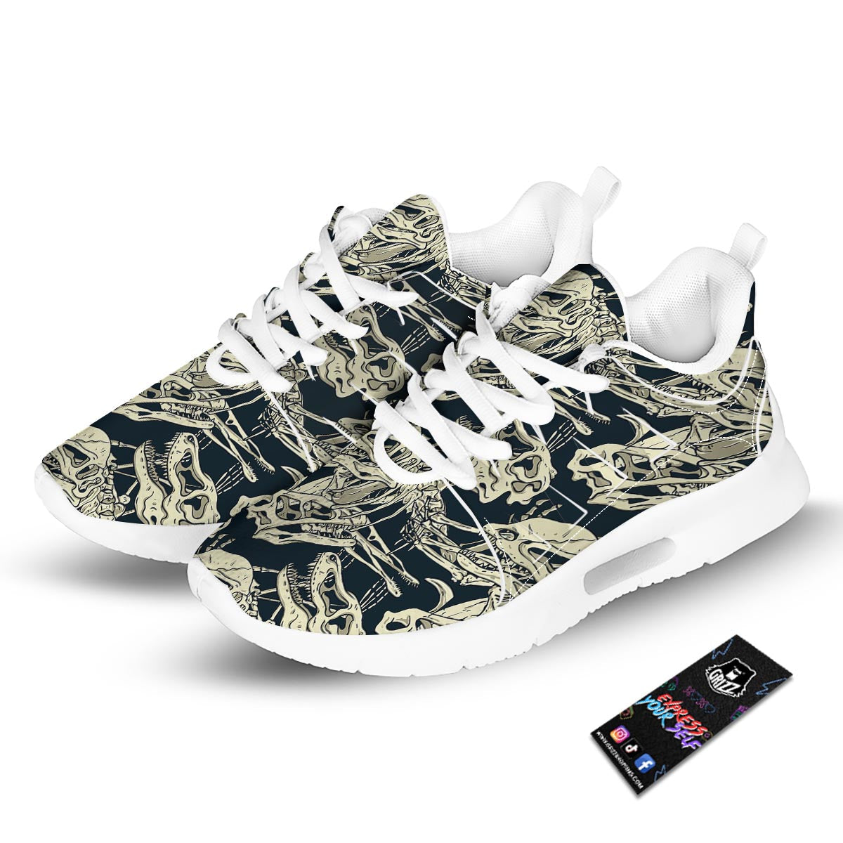 Fossil Dino And T Rex Print Pattern Tennis Shoes-grizzshop