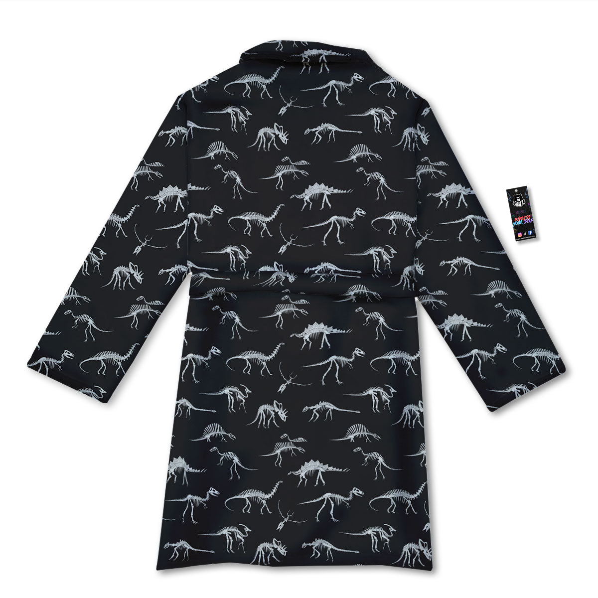 Fossil Dino Skeleton Print Pattern Bathrobe-grizzshop