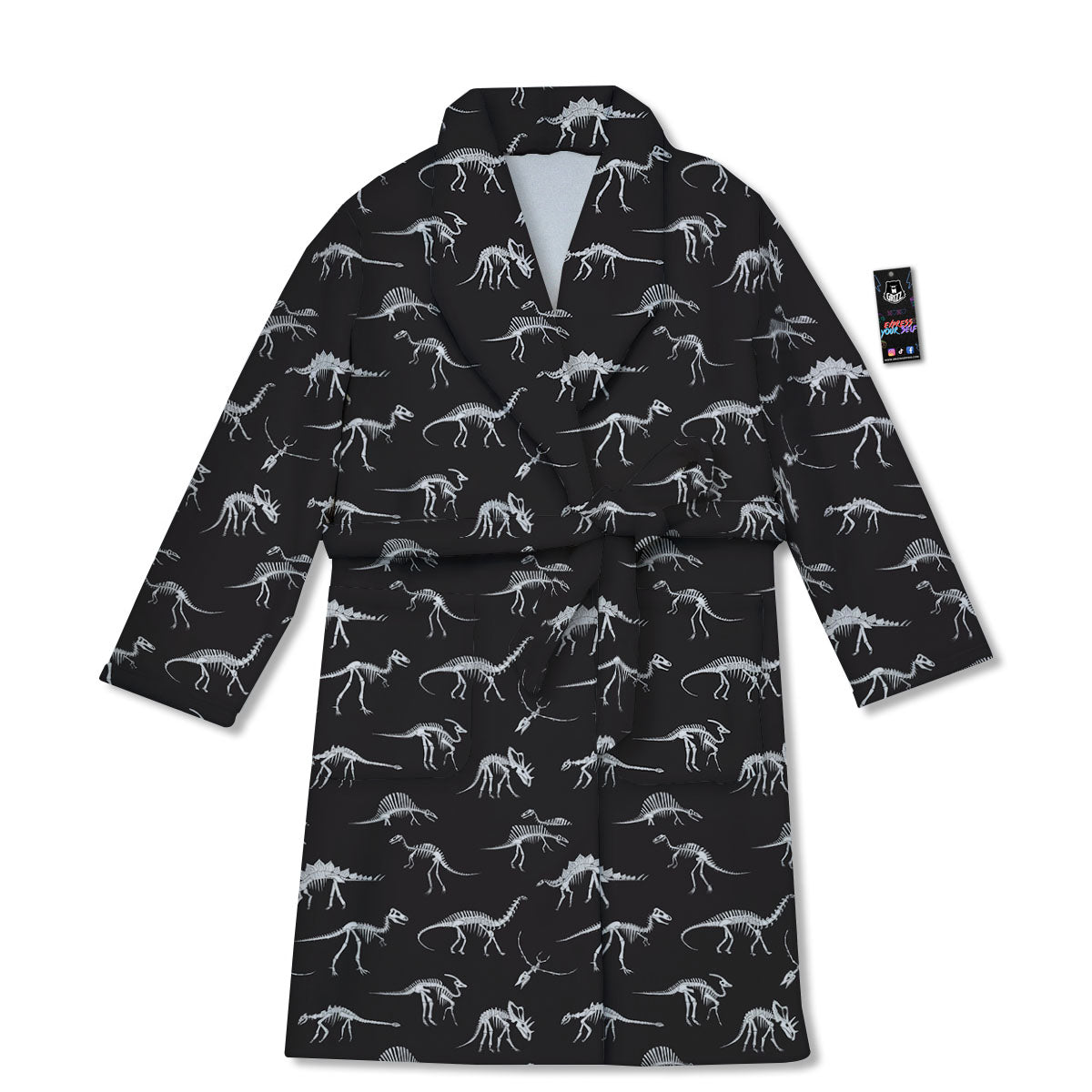 Fossil Dino Skeleton Print Pattern Bathrobe-grizzshop