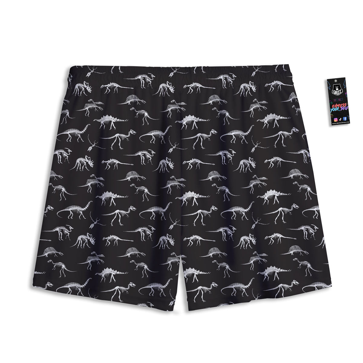 Fossil Dino Skeleton Print Pattern Mesh Shorts-grizzshop