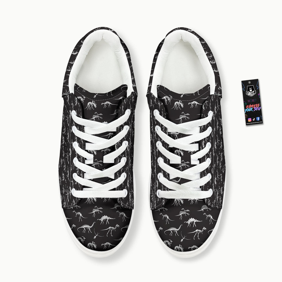 Fossil Dino Skeleton Print Pattern Platform Shoes-grizzshop