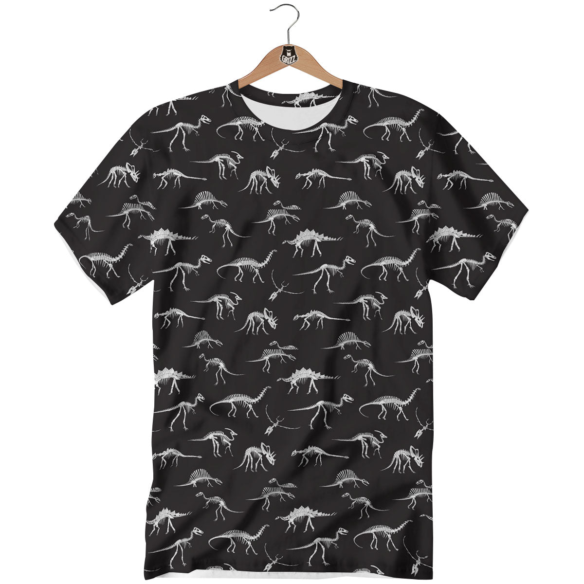 Fossil Dino Skeleton Print Pattern T-Shirt-grizzshop