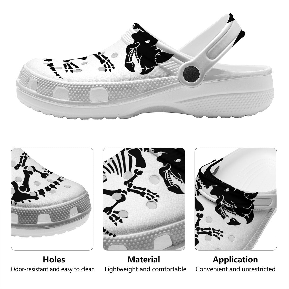 Fossil Dinosaur Monochrome Print Clog-grizzshop