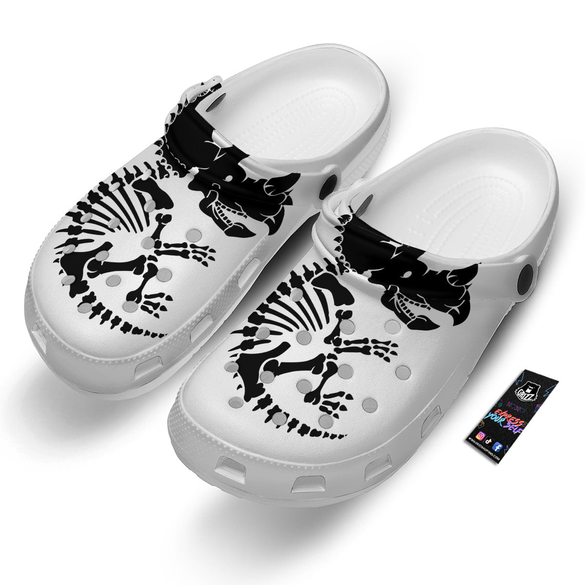Fossil Dinosaur Monochrome Print Clog-grizzshop